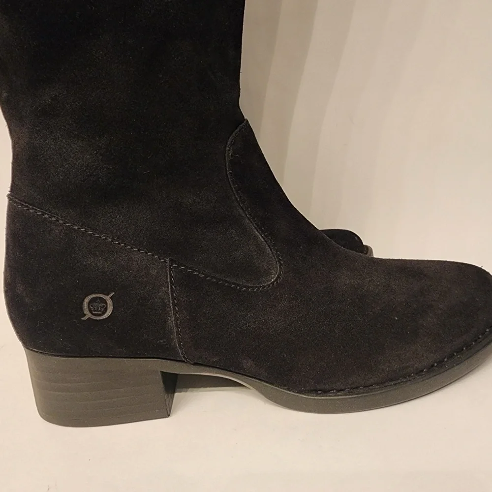 Born Cotto Tall Leather Boots Women's Black Knee-High Zip Up Boots Size 8